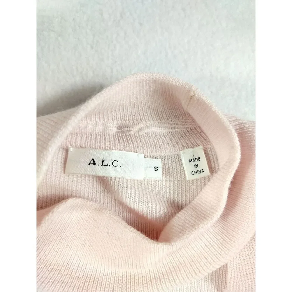 A.L.C. Womens Sweater Small Pink Merino Wool Minimalist‎ Basic Simple Minimal